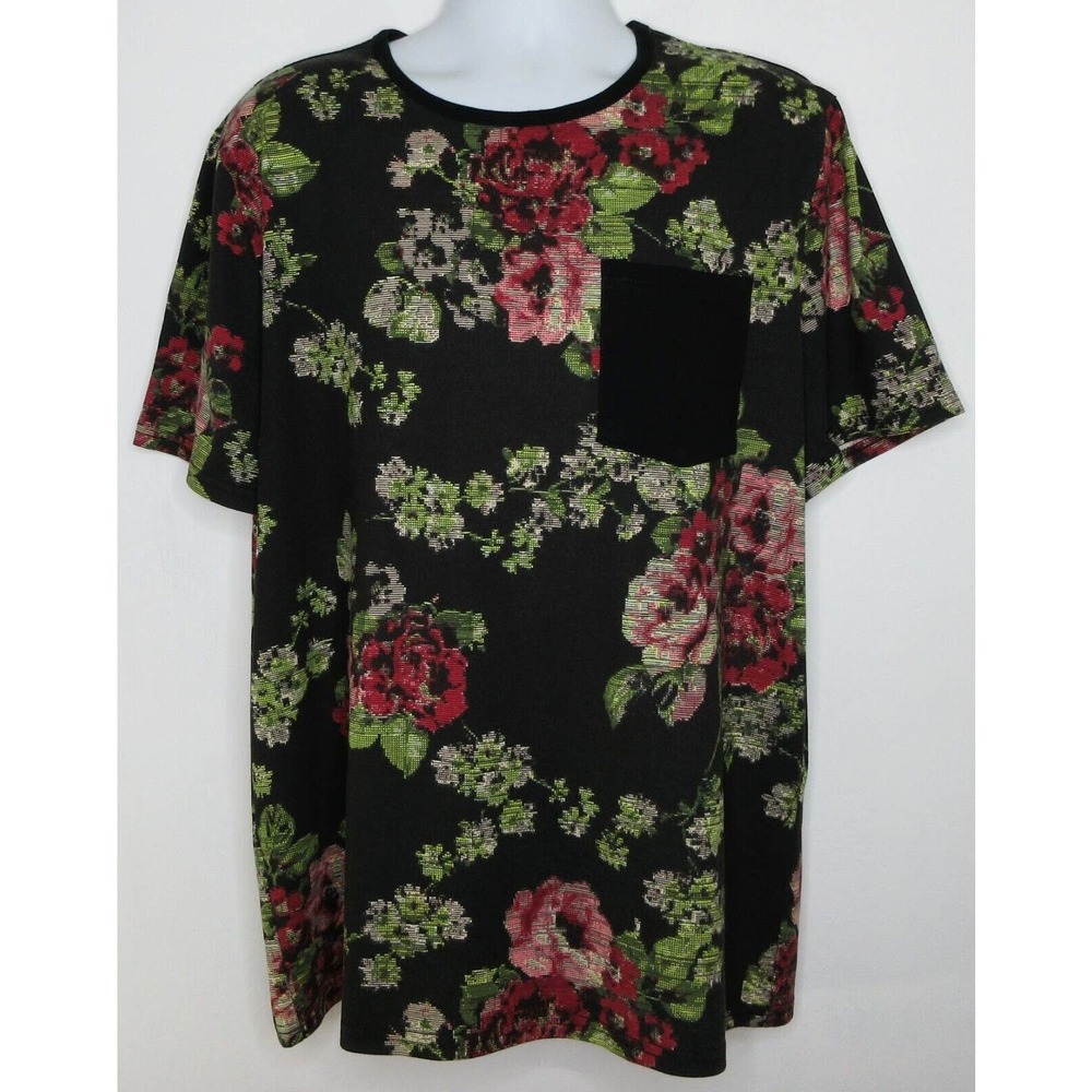 Elwood Mens XL Digi Floral T Shirt Black With Flowers Size Extra Large USA